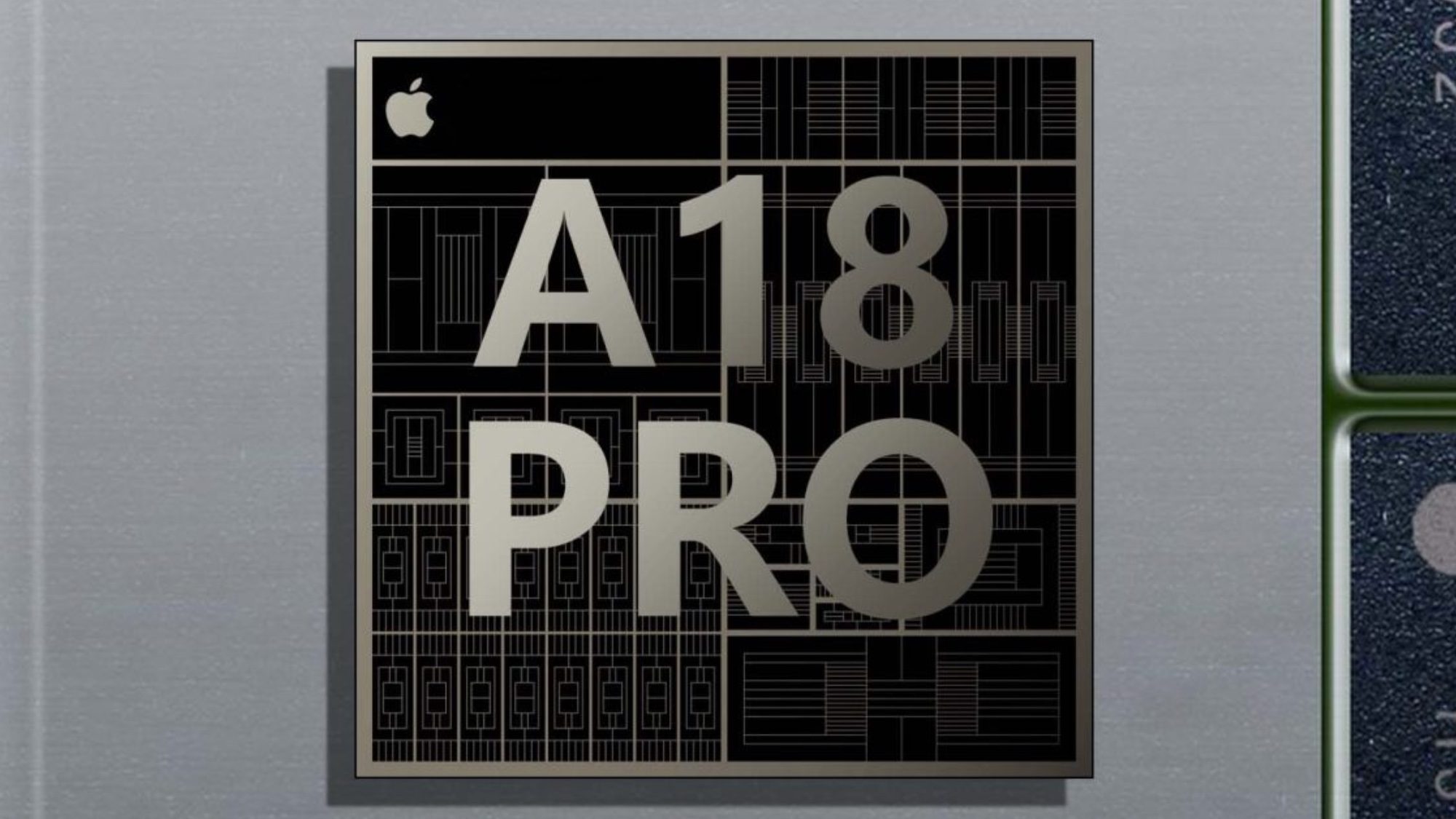 Un rendering del chip Apple A18 Pro